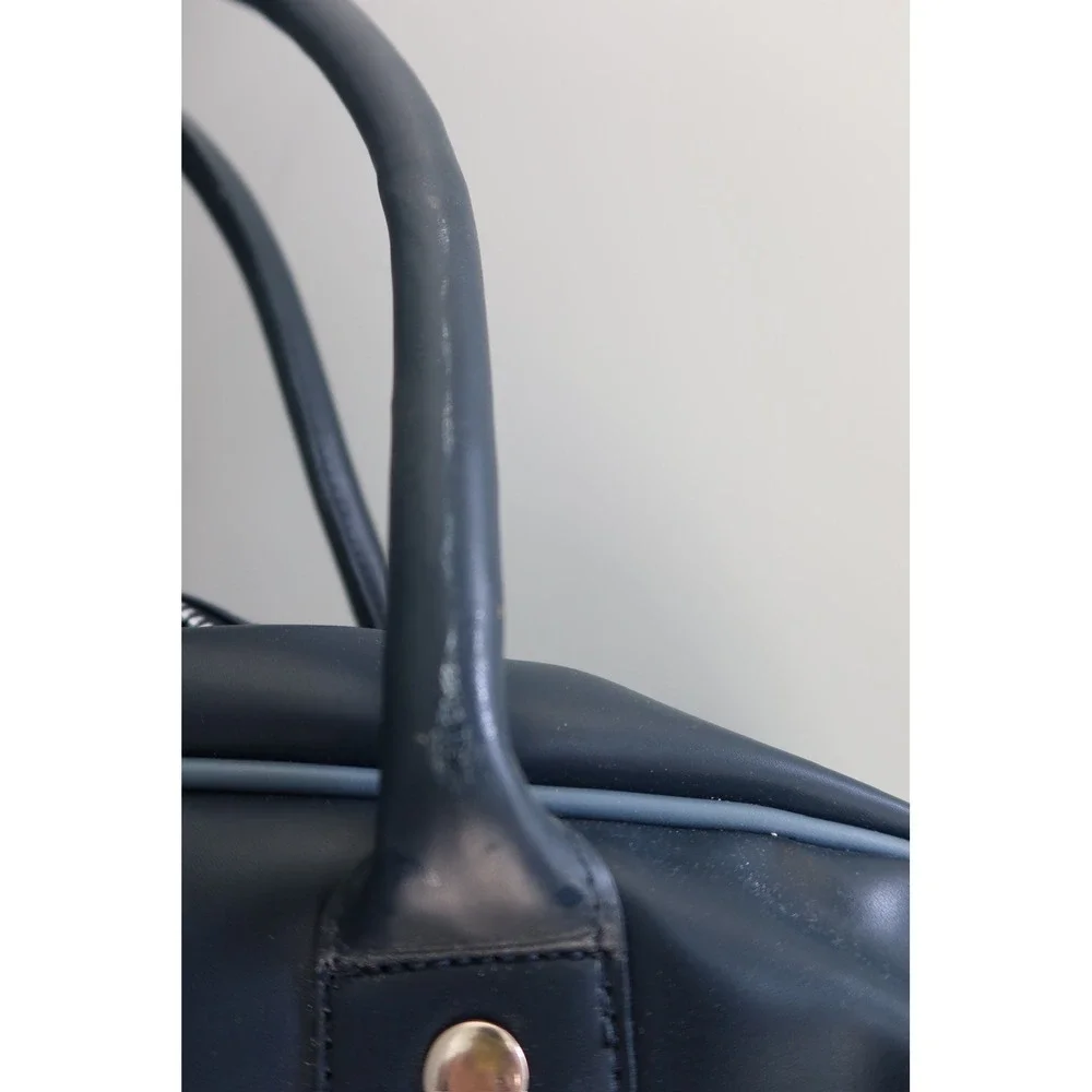 Vintage‎ Structure Blue Faux Leather Duffel Weekender Overnight Travel Bag